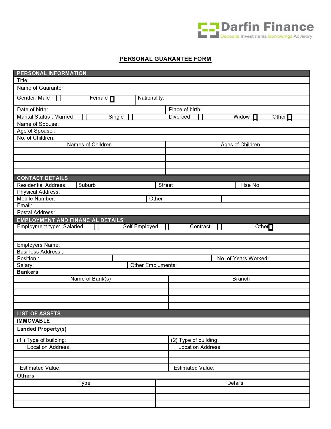 Personal Guarantee Form Personal Guarantee Form