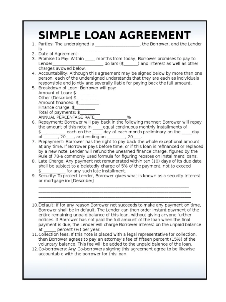 Personal Loan Agreement Template Example Personal Loan Agreement Template Example