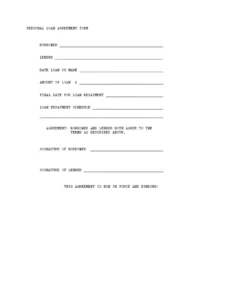 Personal Loan Agreement Template Sample