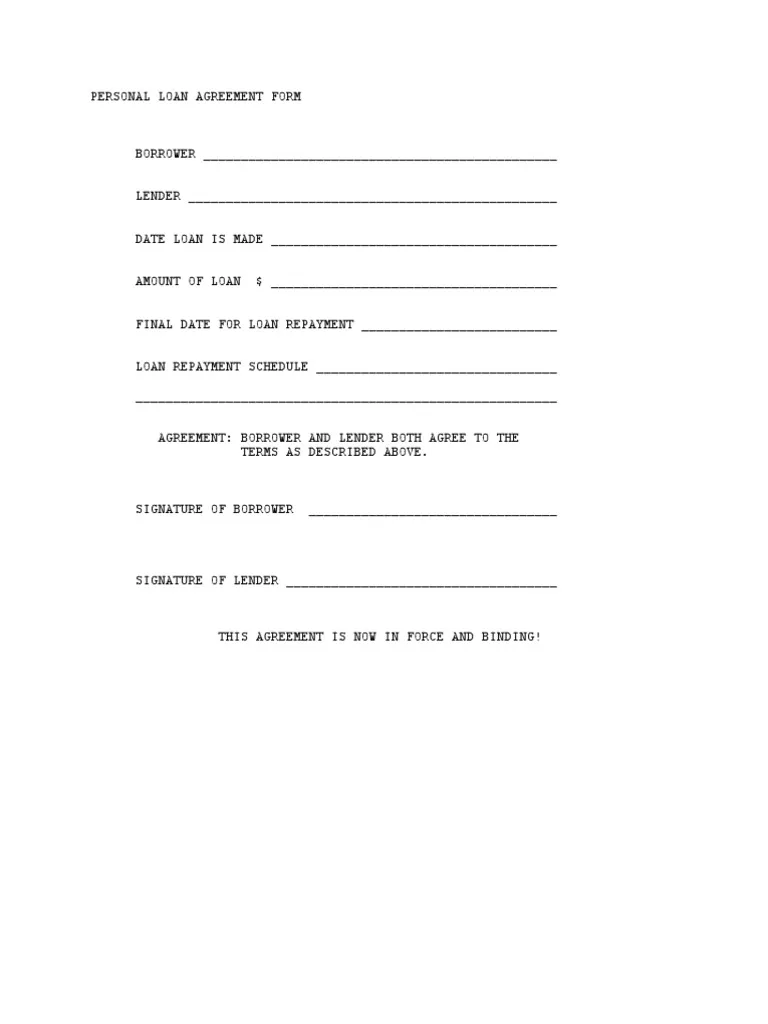 Personal Loan Agreement Template Sample Personal Loan Agreement Template Sample