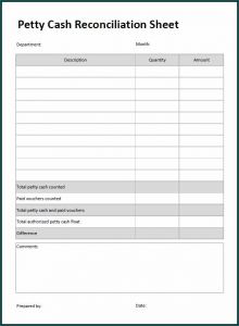 》Free Printable Petty Cash Reconciliation Form