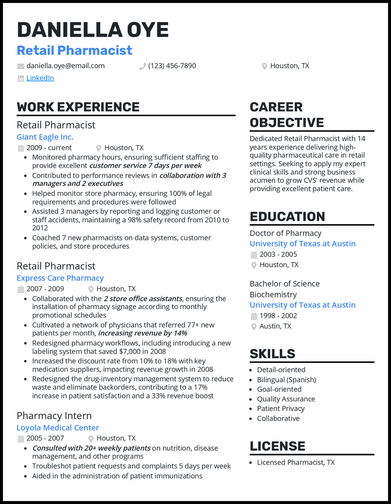 Pharmacist Resume Template Pharmacist Resume Template