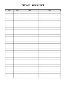 Phone Call Log Template