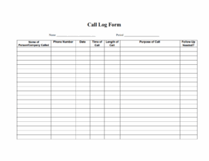 Phone Call Log Template