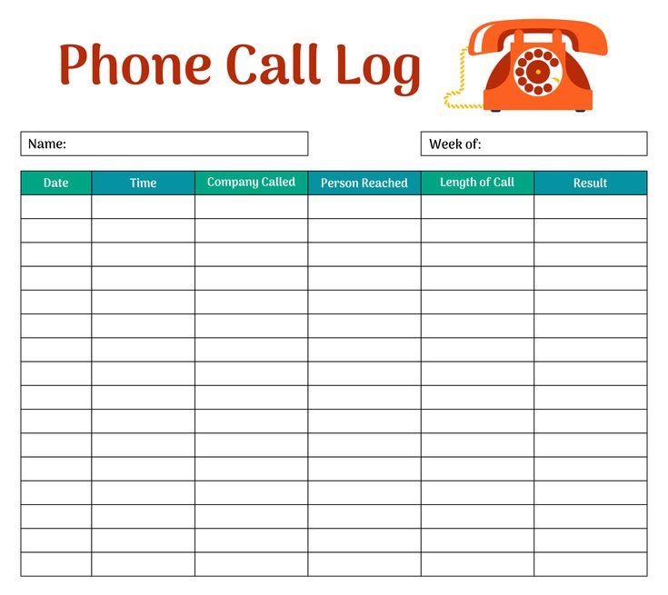  Free Printable Phone Call Log Template
