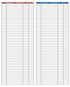 Phone Extension List Template