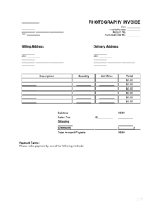 Photography Invoice Template