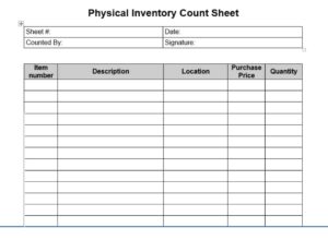Physical Inventory Count Sheet Template
