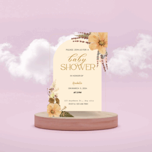 Pink And Gold Baby Shower Invitation Template