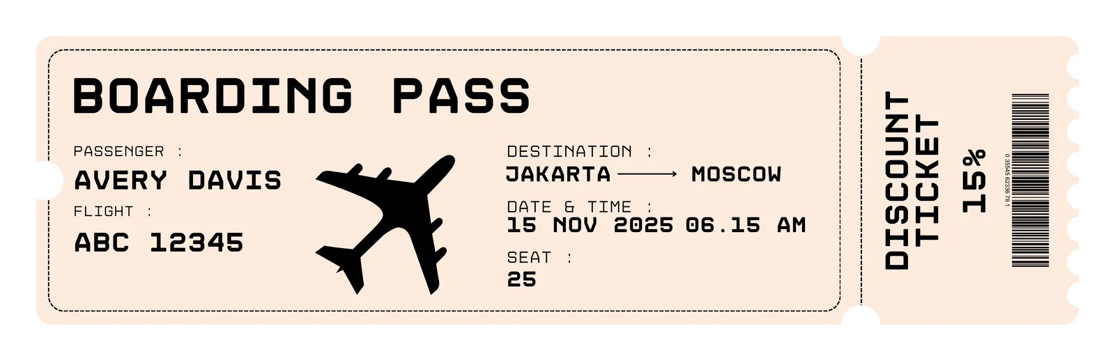 Plane Ticket Template Example Plane Ticket Template Example