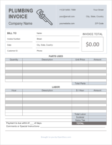 Plumbing Invoice Template