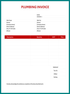 Plumbing Invoice Template Example