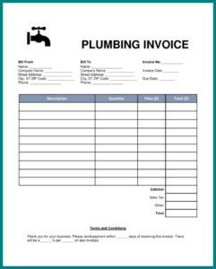 Plumbing Invoice Template Sample