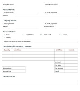 Plumbing Receipt Template