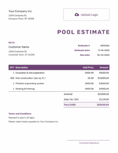 Pool Service Invoice Template