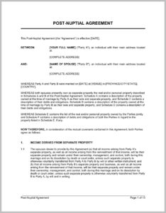 Postnuptial Agreement Form