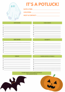 Potluck Sign up Sheet Template