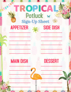 Potluck Sign up Sheet Template
