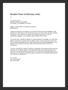 Power of Attorney Letter Template