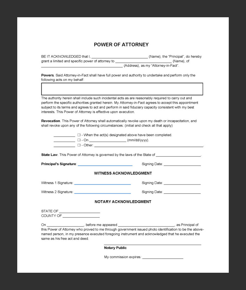 Power of Attorney Letter Template Example Power of Attorney Letter Template Example