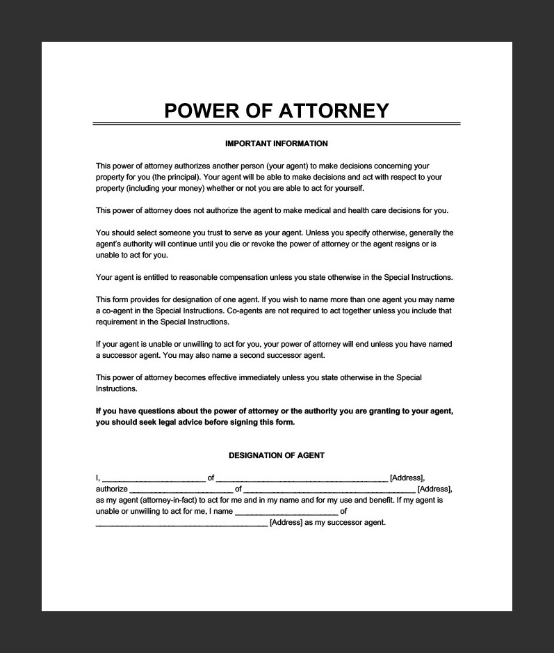 Power of Attorney Letter Template Sample Power of Attorney Letter Template Sample