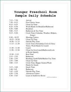 Preschool Daily Schedule Template Example