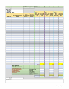Price Comparison Sheet Template