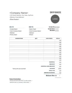 Printable Itemized Invoice Template