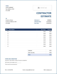 Printable Job Estimate Template