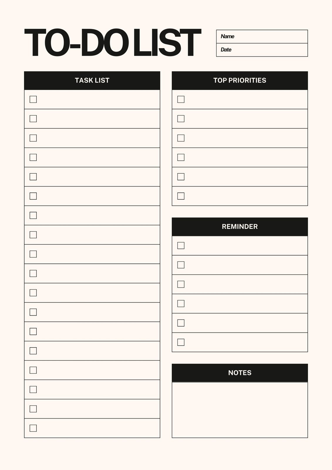 Priority List Template