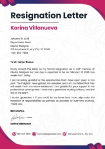 Professional Resignation Letter Template