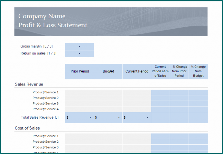 》Free Printable Profit And Loss Template Excel