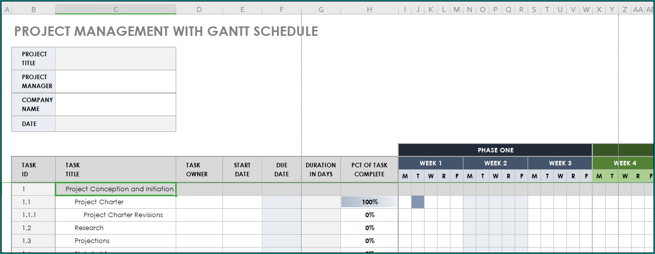 Project Management Schedule Template