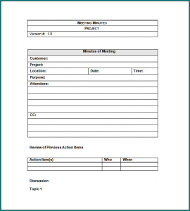Project Meeting Minutes Template Sample