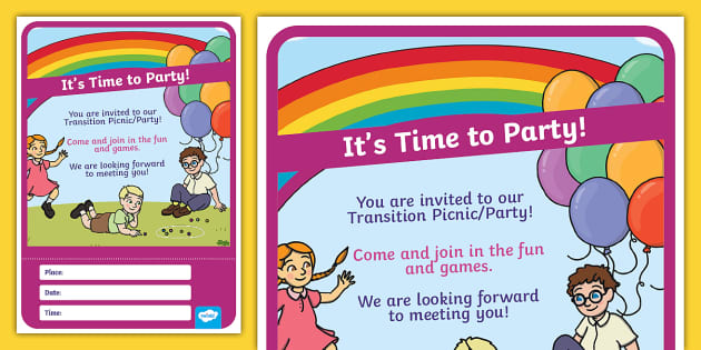 Rainbow Theme Party Invitation Template