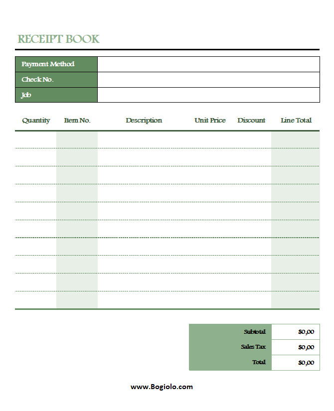 Receipt Book Template Simple Receipt Book Template