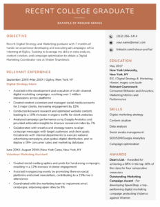 Recent College Graduate Resume Template