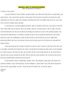 Recommendation Letter Template for Scholarship