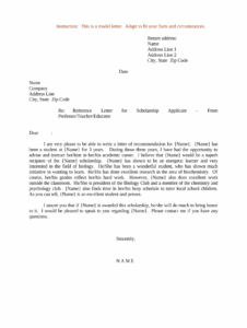 Recommendation Letter Template for Scholarship