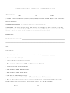 Recommendation Letter Template for Scholarship