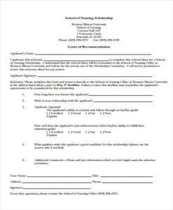 Recommendation Letter Template for Scholarship