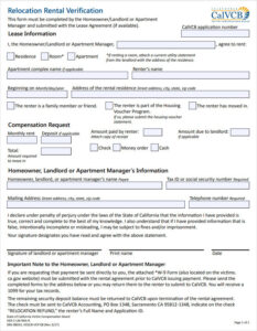 Relocation Rental Verification Form