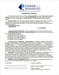Remodeling Contract Template