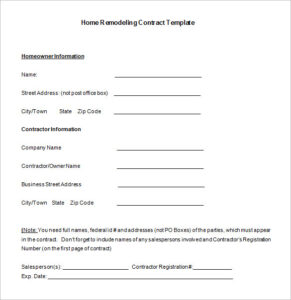 Remodeling Contract Template