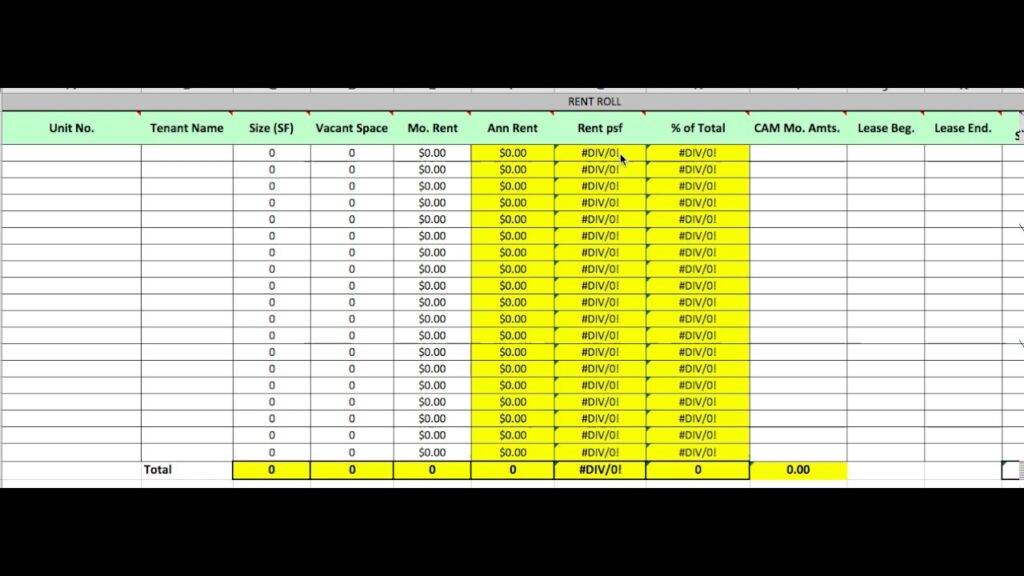 》Free Printable Rent Roll Template