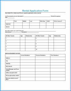 Rental Application Form