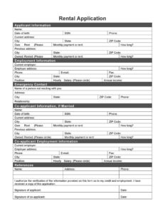 Rental Application Form Example