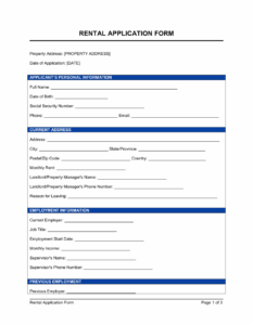 Rental Application Form Sample