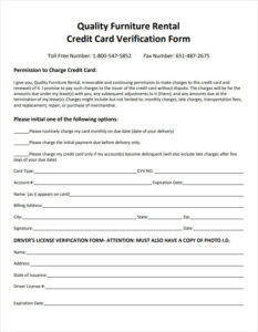 Rental Credit Card Verification Form