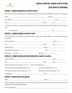 Rental History Verification Form